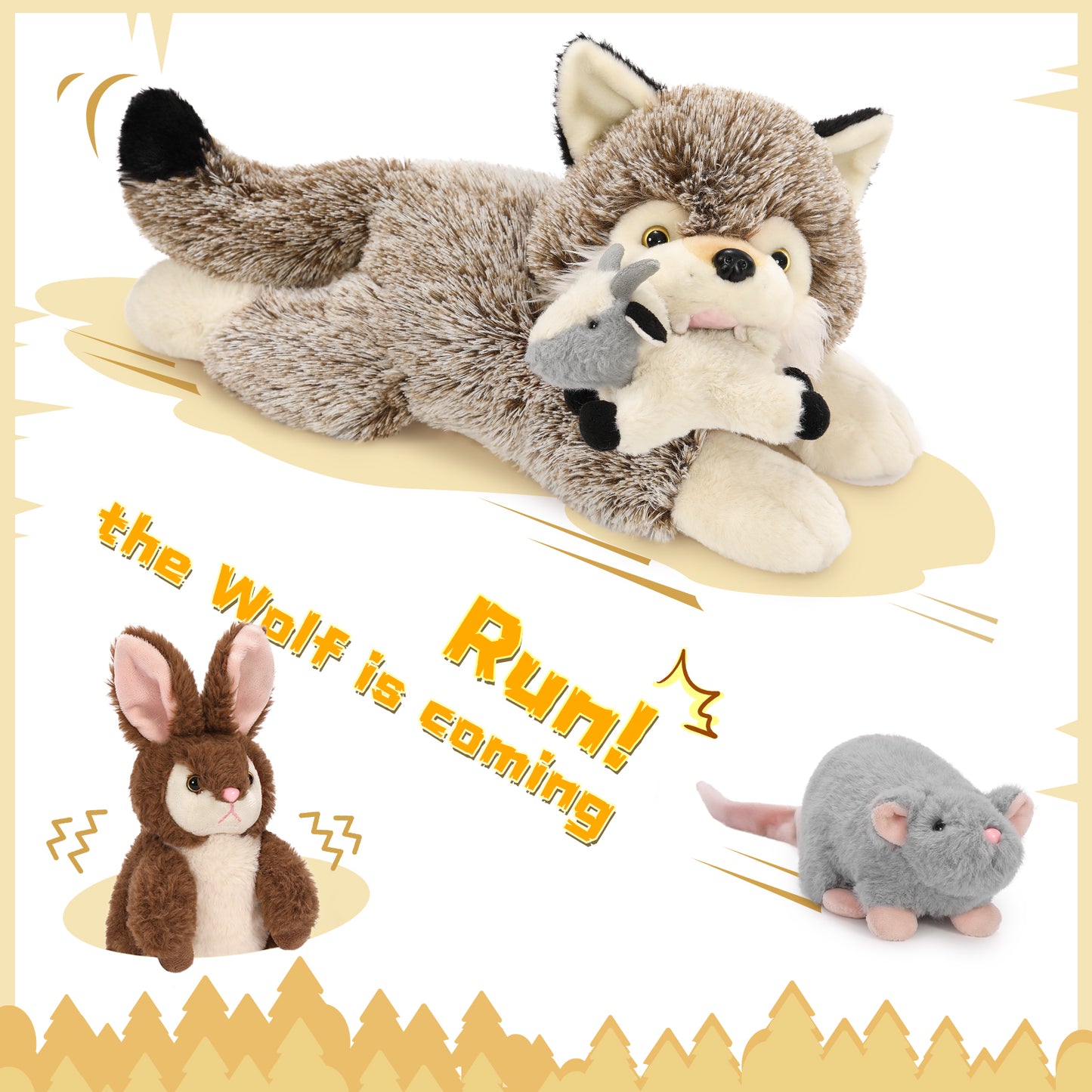 Wolf Stuffed Animals Jungle Plush Toy Set, 19 Inches - MorisMos Stuffed Animals - Free Shipping