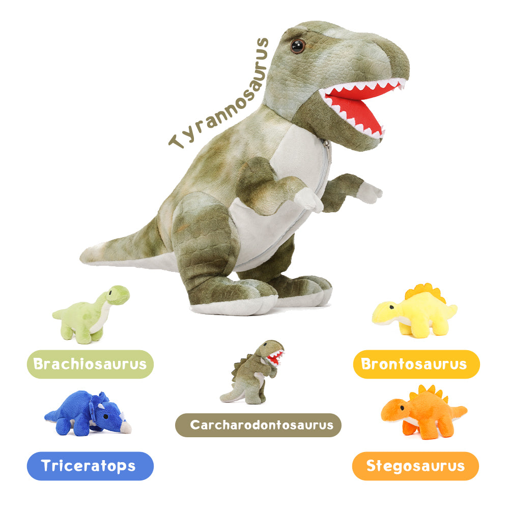 Dinosaur Plush Toy with 5 Cute Babies, 19.6 Inches