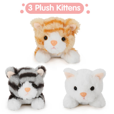 Mommy Cat with Cat Babies Stuffed Animal Set, 16 Inches