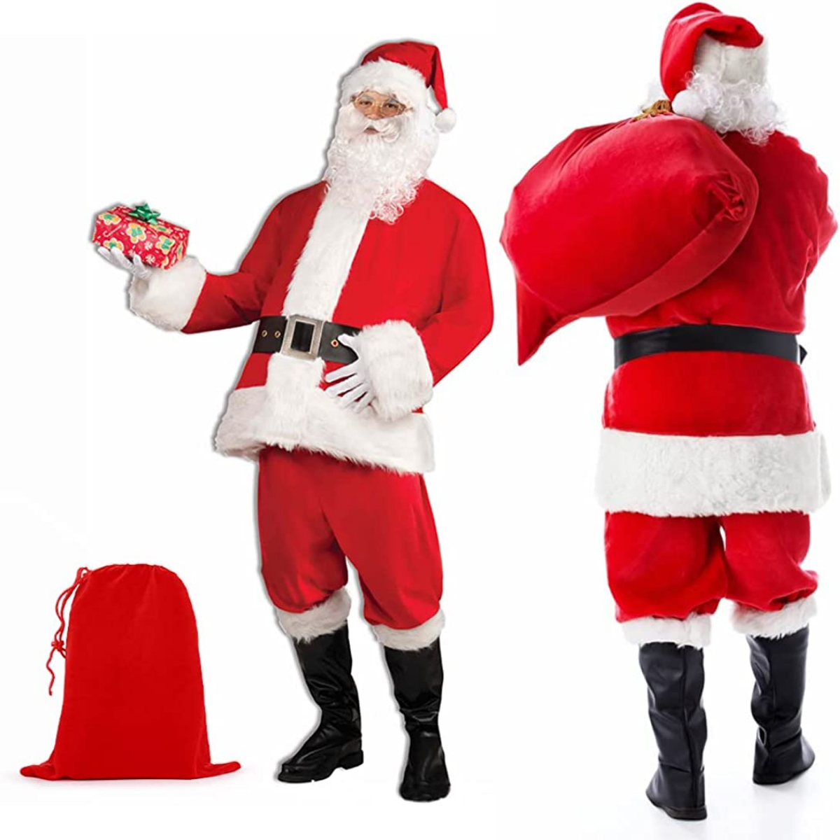 Weihnachtsmann-Kostüme für Herren, 10-teilig, L-XXL