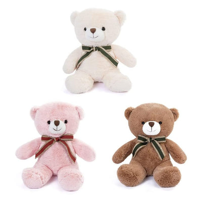 Paquet de 3 peluches ours en peluche, 12'', blanc/marron/rose