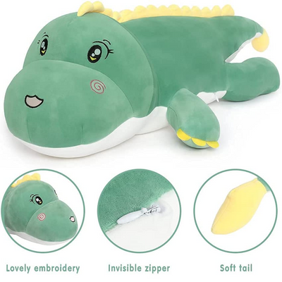 Giant Dinosaur Hugging Pillow, Green, 39.4 Inches