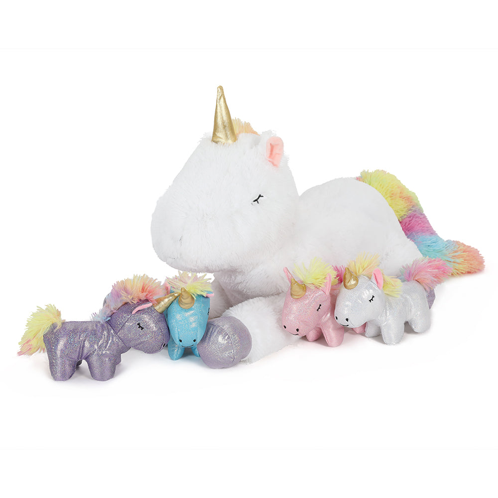 MorisMos Unicorn Stuffed Toy Mommy Unicorn with 4 Babies, 22''