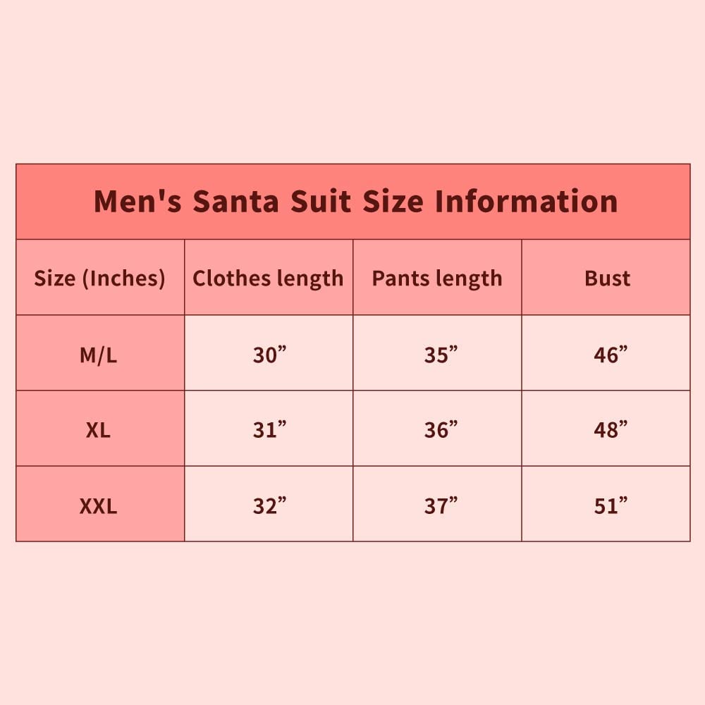 Men's Santa Claus Costumes 10-pc, L-XXL