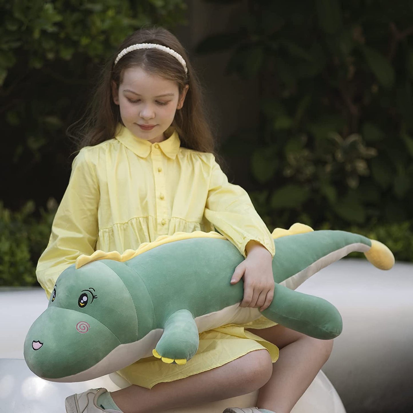 Giant Dinosaur Hugging Pillow, Green, 39.4 Inches