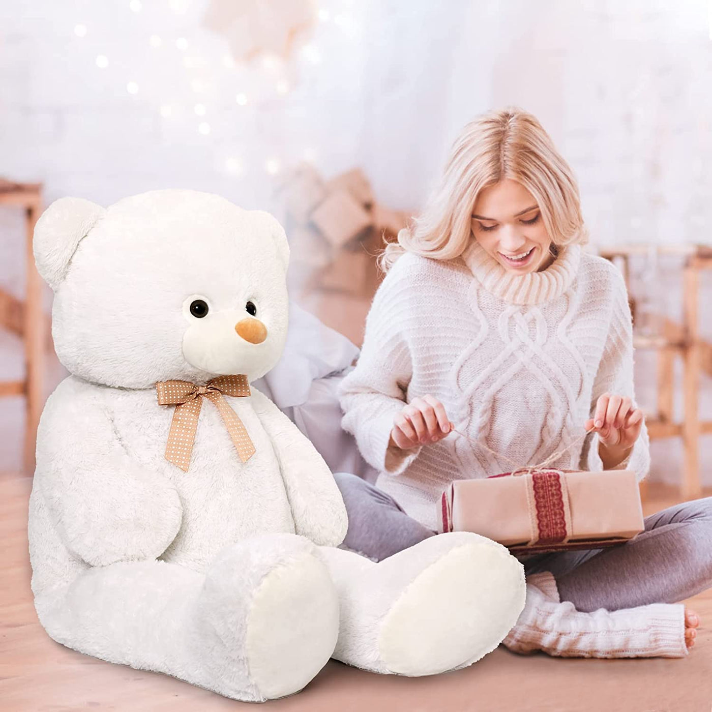 Riesiges Teddybär-Stofftier, Creme, 47 Zoll