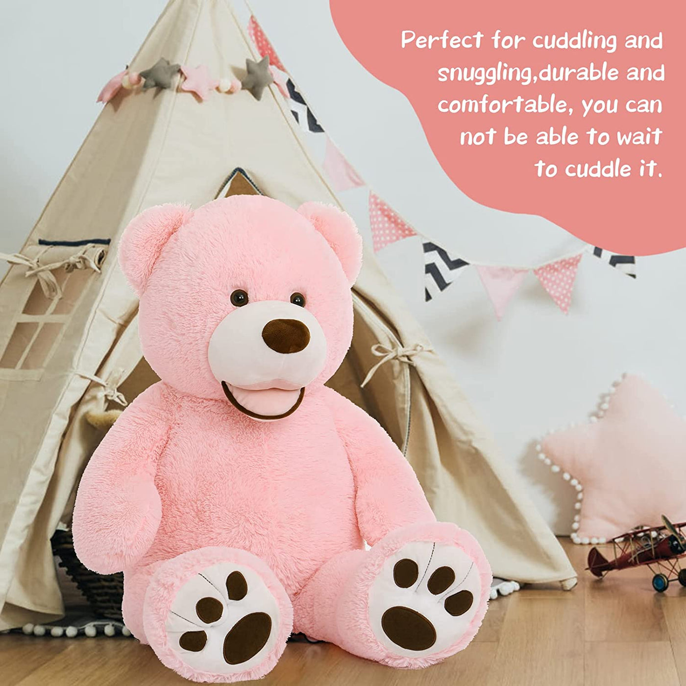 Giant Teddy Bear with Big Footprints Stuffed Toy, 39 Inches