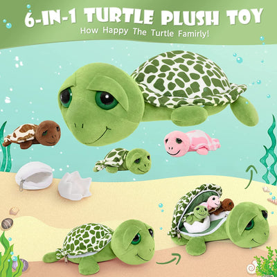 Sea Turtle Stuffed Animal Toy Set, 14''