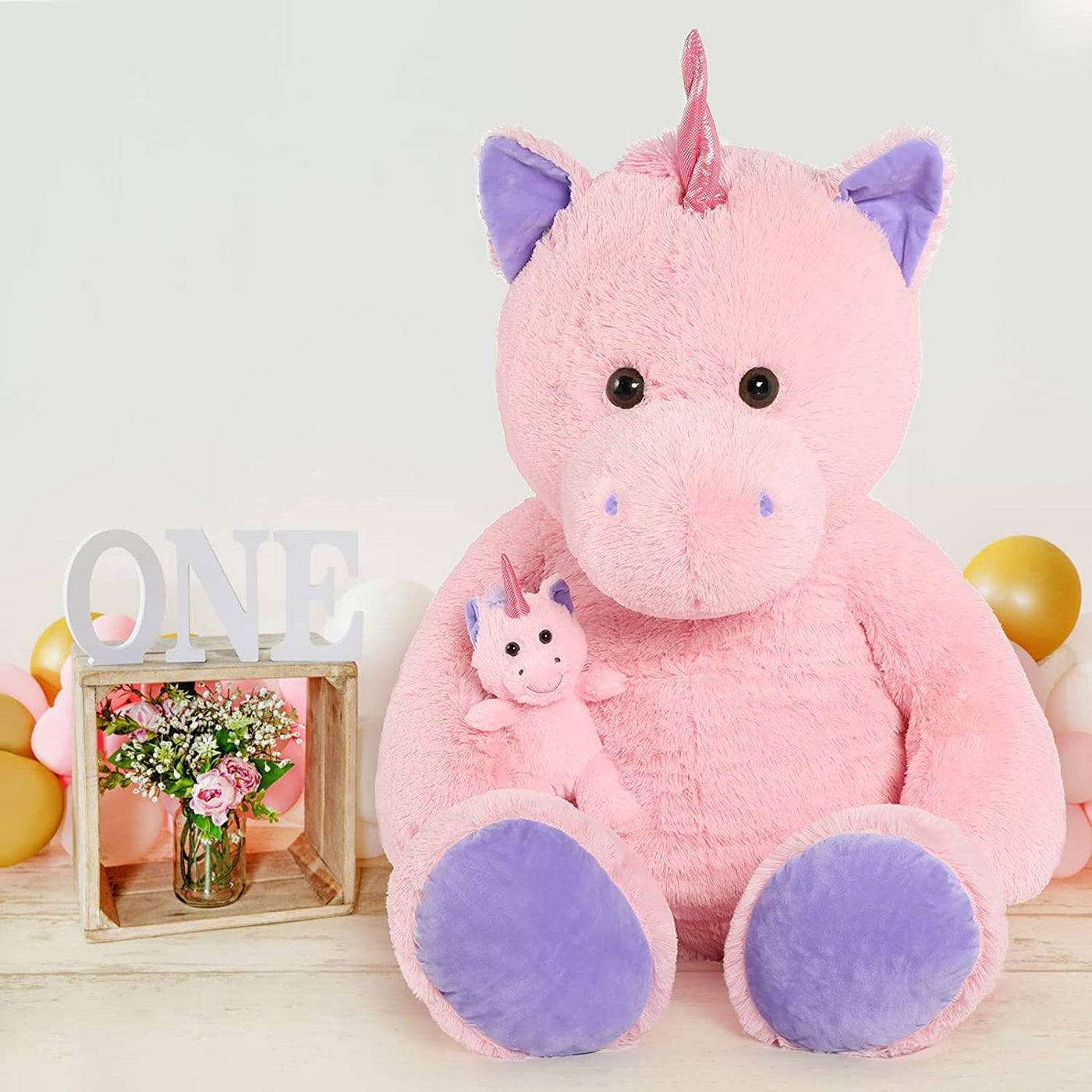 Giant Unicorn Stuffed Animal Toy, Pink, 51 Inches