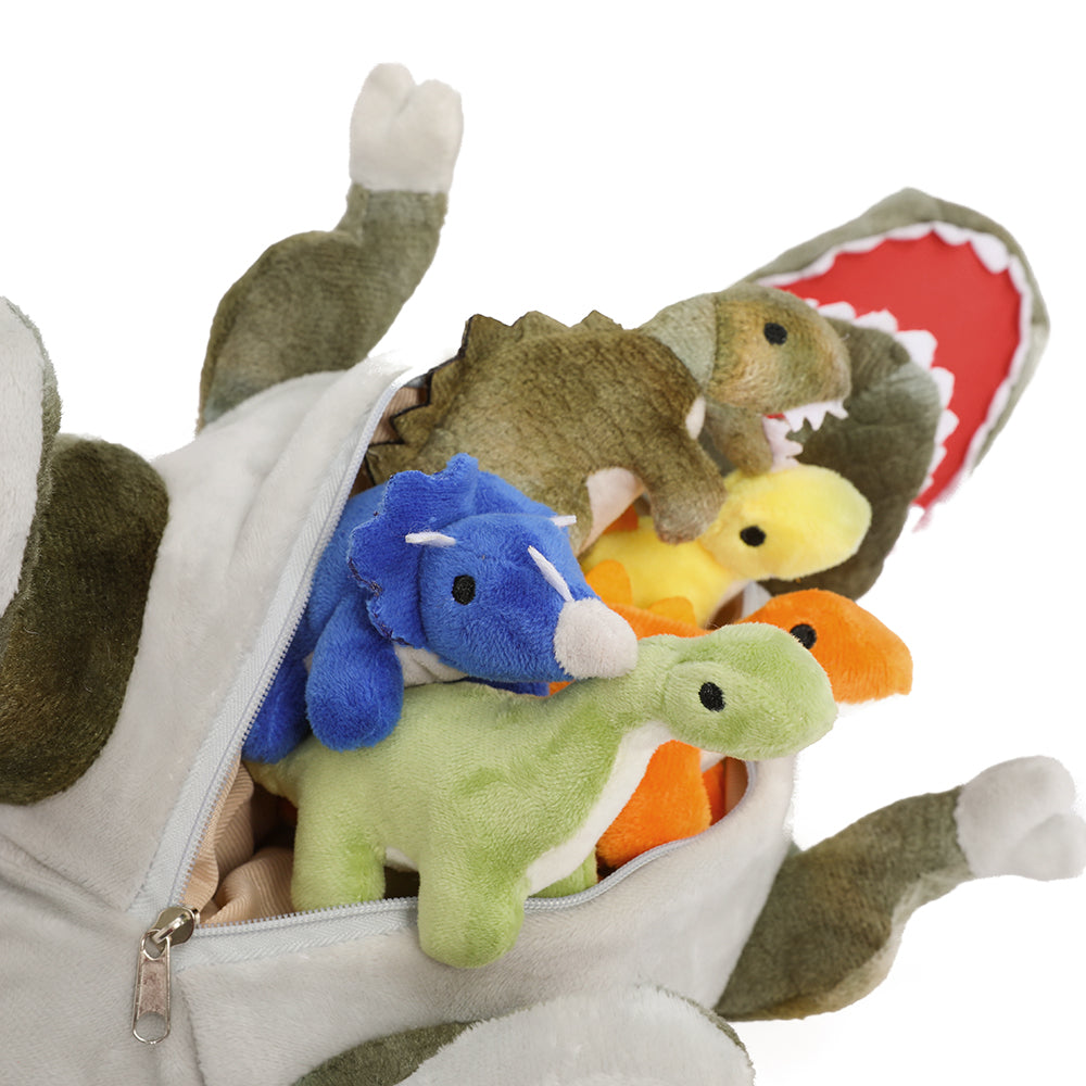 Mommy T-rex Toy With 5 Small Dinosaurs 19'' - Friend Teddy