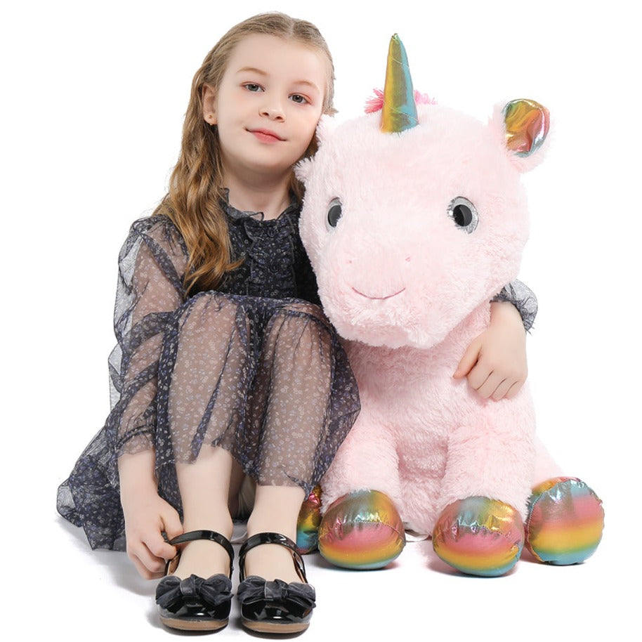 Peluche grosse licorne, 24'', rose