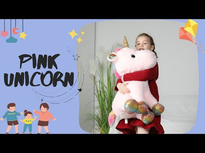 Big Unicorn Stuffed Animal Toy, 24'', Pink