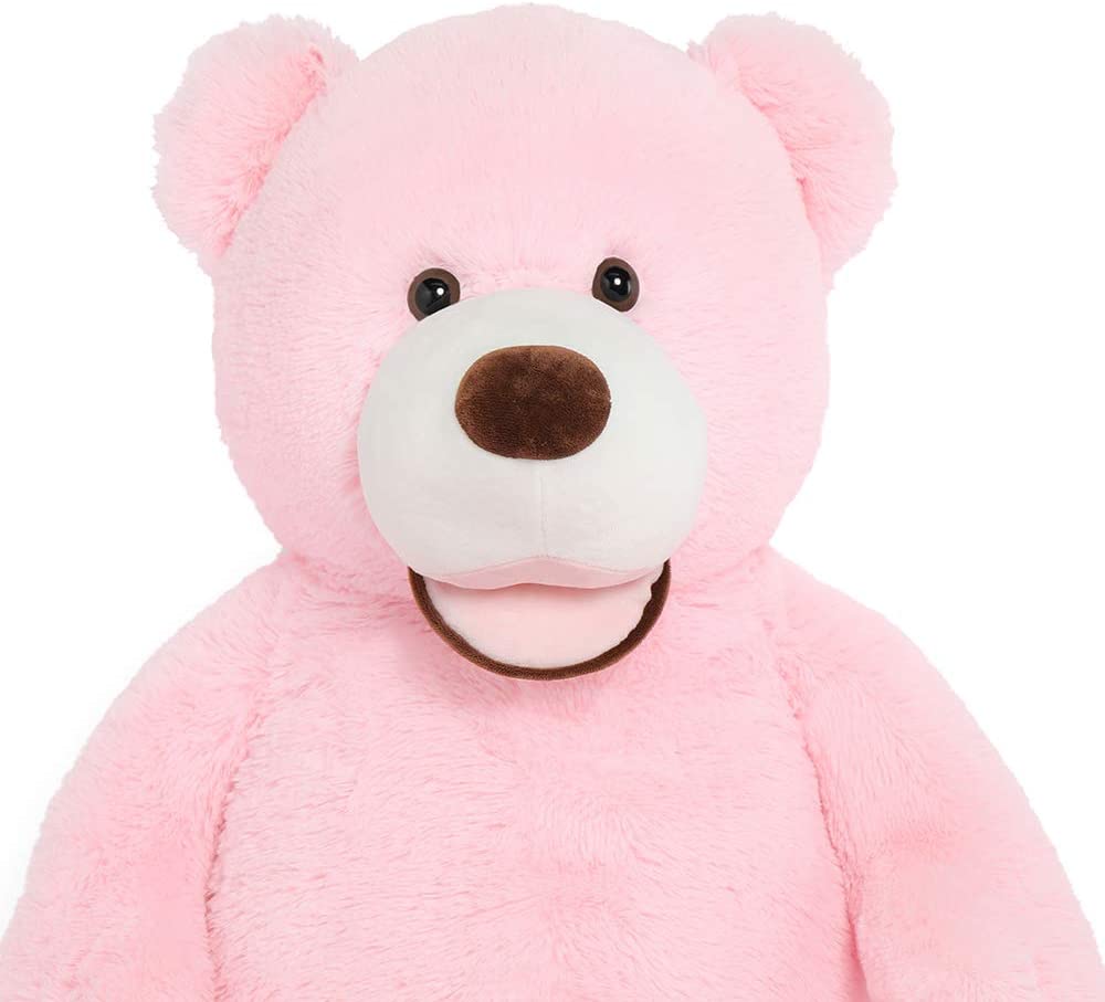 Giant Pink Teddy Bear Plush Toys - Pink 6 FT Teddy Bear Plush Dolls - Smiling Teddy Bear Stuffed Animals - Valentine's Day Teddy Bear Plushies - Teddy Bear Theme Baby Shower - We Can Bearly Wait Baby Shower Decor - Romantic Valentine's Day Gift