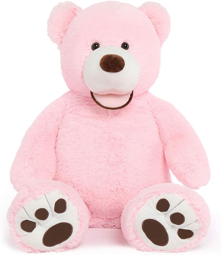 Giant Pink Teddy Bear Plush Toys - Pink 6 FT Teddy Bear Plush Dolls - Smiling Teddy Bear Stuffed Animals - Valentine's Day Teddy Bear Plushies - Teddy Bear Theme Baby Shower - We Can Bearly Wait Baby Shower Decor