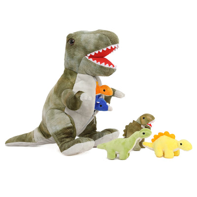 Mommy T-rex Toy With 5 Small Dinosaurs 19'' - Friend Teddy
